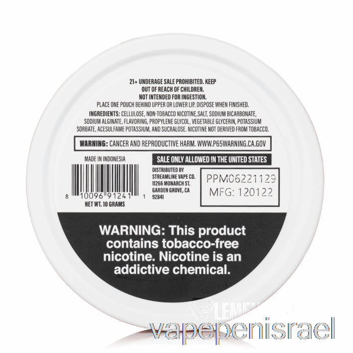 חד פעמי Vape Israel מיץ ראש שקיות ניקוטין - אפרסק אננס מנטה